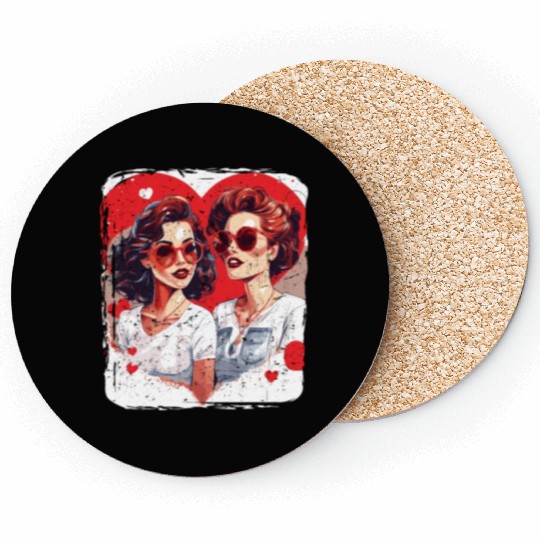 Valentines Day Outfit For Her And Her in love Coasters