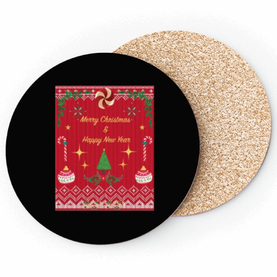 Christmas tree ugly christmas sweater Coasters