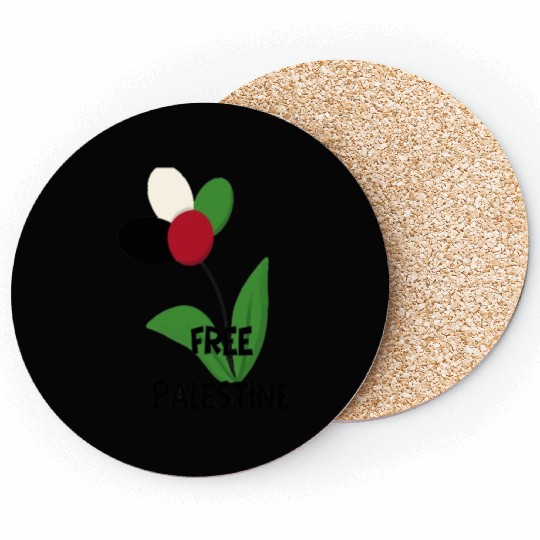 Free Palestine,Flag-colored rose ,watermelon color Coasters