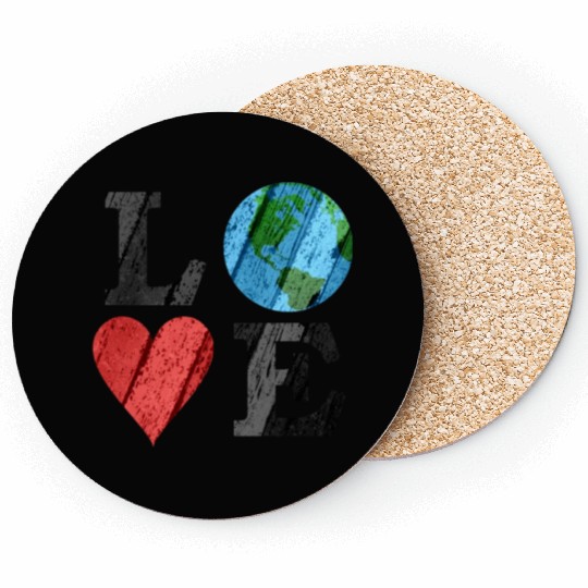 Earth Love With Heart And Earth Coasters