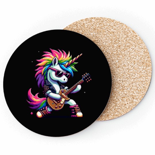 Pixel Punk Rock Unicorn Coasters