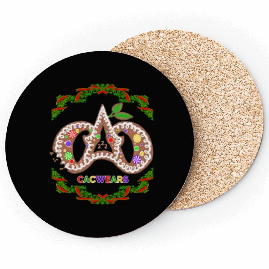 Christmas Bakery Gingerbread Cookie Pastry Logo Coasters