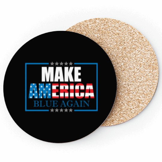 Make America Blue Again Patriotic American Flag Coasters