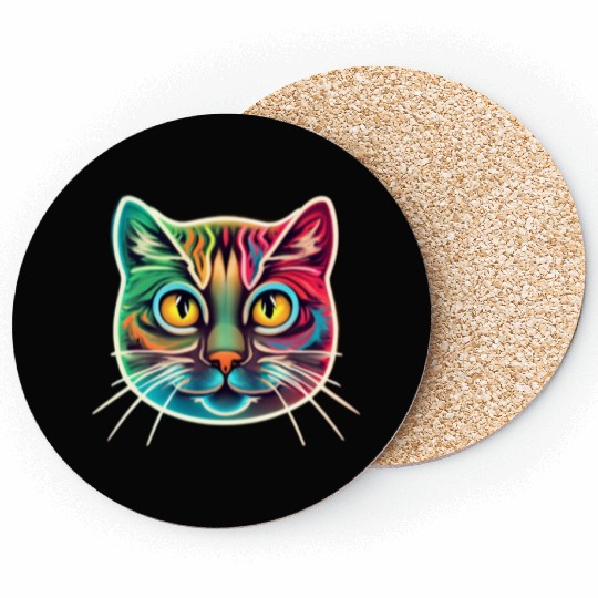 cat face neon design Coasters