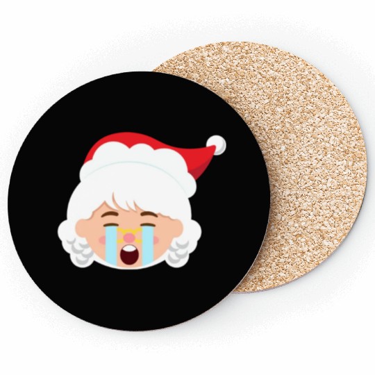 Mrs Claus Emoticons Crying Out Loud Christmasfunny Coasters