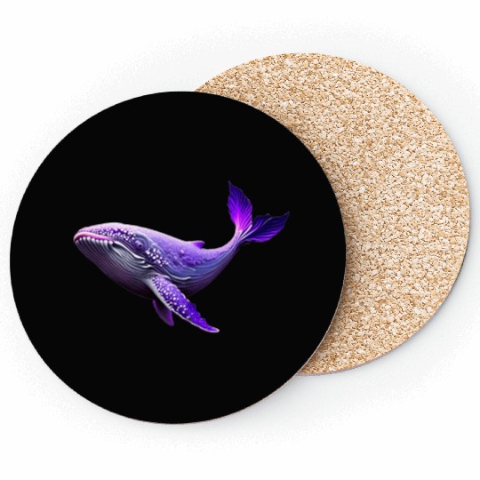 Neon whale illustration Coasters