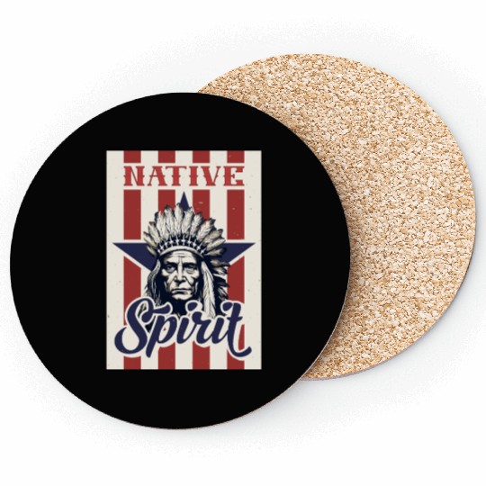 Indian Native American Chief Feather Headdress Coasters