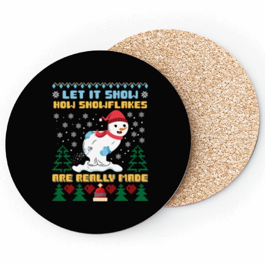 Snowman Let it Snow Christmas Snow Fever Coasters