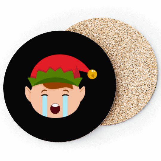 Elf Emoticons Crying Out Loud Funny Christmas Elfc Coasters