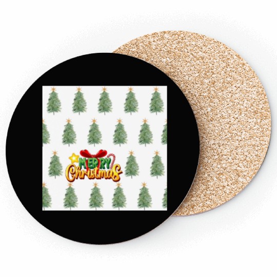 Green Christmas Tree Pattern Coasters