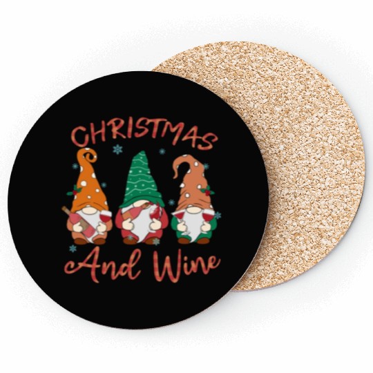 Christmas Gnomes & Wine Delight - Festive Holiday Coasters