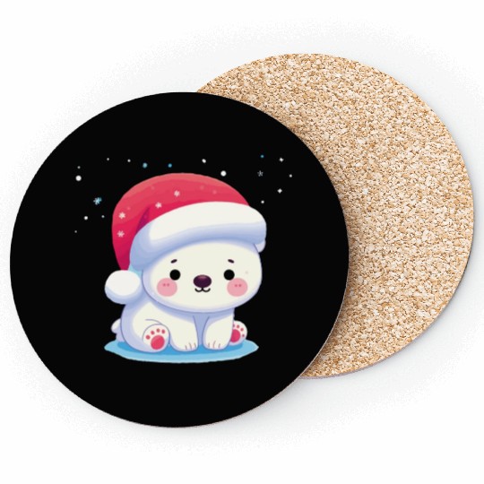 "Snowflakes and Smiles: The Polar Bear on Christma Coasters
