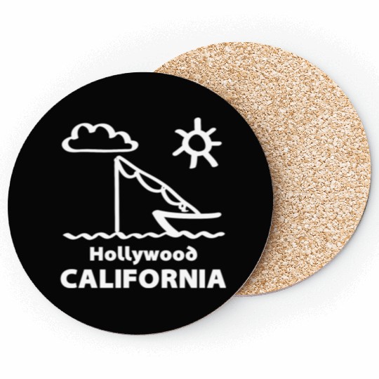 Hollywood California Fishing Souvenirs Gifts Coasters