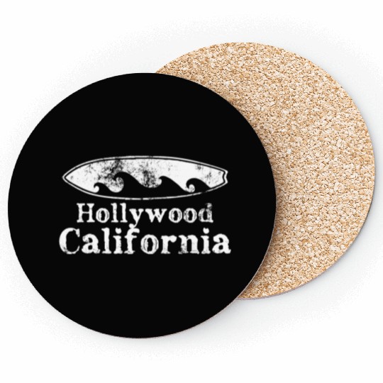 Hollywood California Surfboard Souvenirs Gifts Coasters