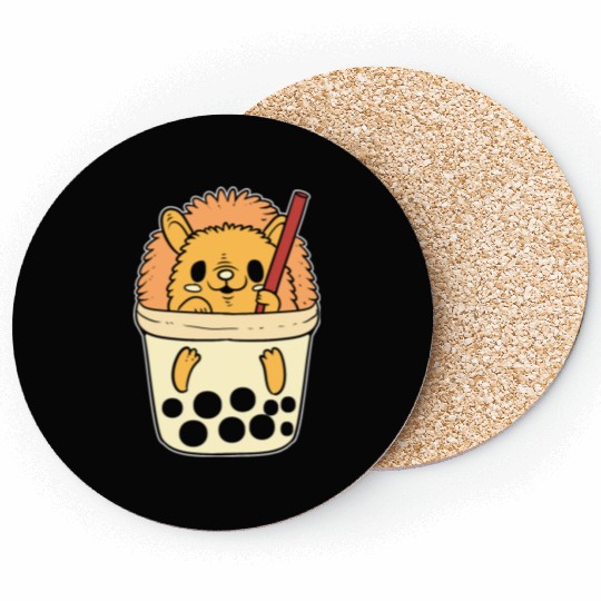 Boba Tea Hedgehog Pet Lover Gift Coasters