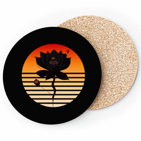 Black rose with sunset colors Coasters