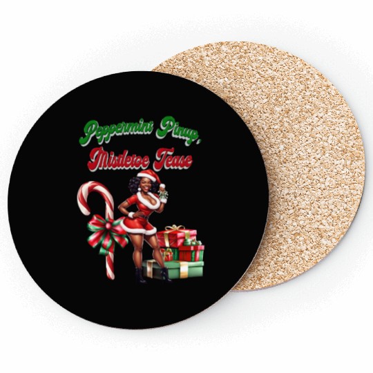 Peppermint Pinup, Mistletoe Tease Coasters