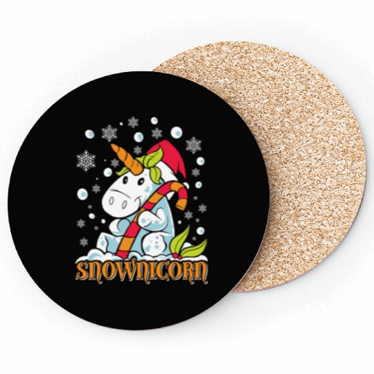 Wintertime Snownicorn Snowflakes Unicorn Coasters