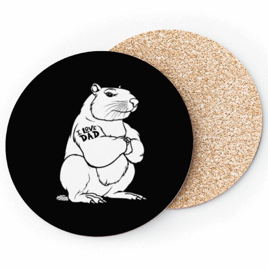 Capybara Biceps Tattoo I Love Dad Coasters