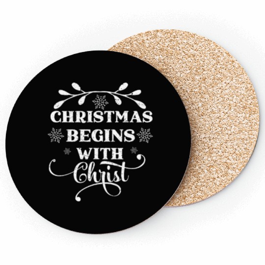 Christmas Begins With Christ Xmas Vintage Meme Coasters