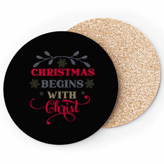 Christmas Begins With Christ Xmas Vintage Meme Coasters