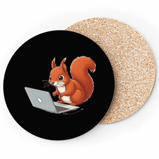 Squirrel on laptop Coasters