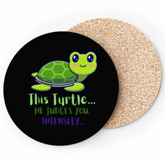 This Turtle He Judges You Intensely Coasters