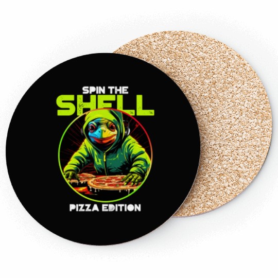 Spin the Shell: Pizza Edition Coasters
