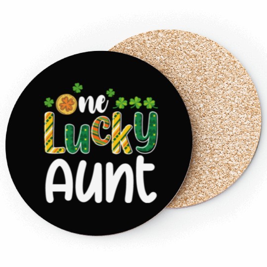 One Lucky Aunt Matching Family St Patrick's Day Coasters
