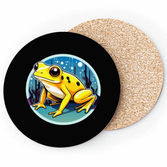 Golden Poison Frog Illustration Coasters