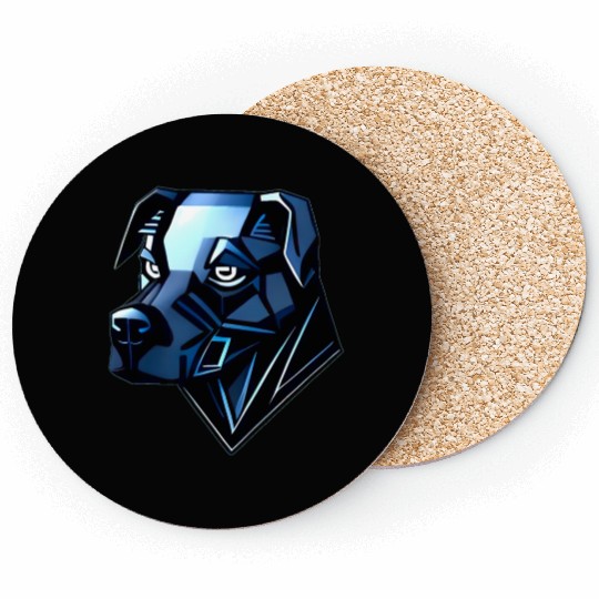 Dog Doberman Pinscher - Blue Polygons Coasters