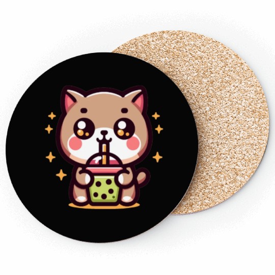 Cat Bubble Tea Boba Kawaii Coasters