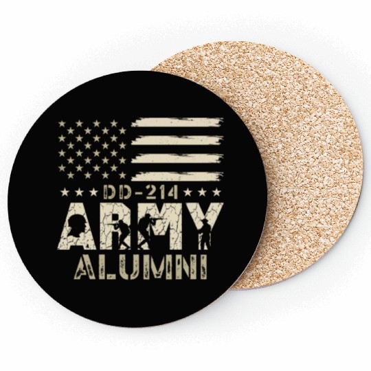 DD-214 Army Alumni Military US Flag Veteran USA Coasters