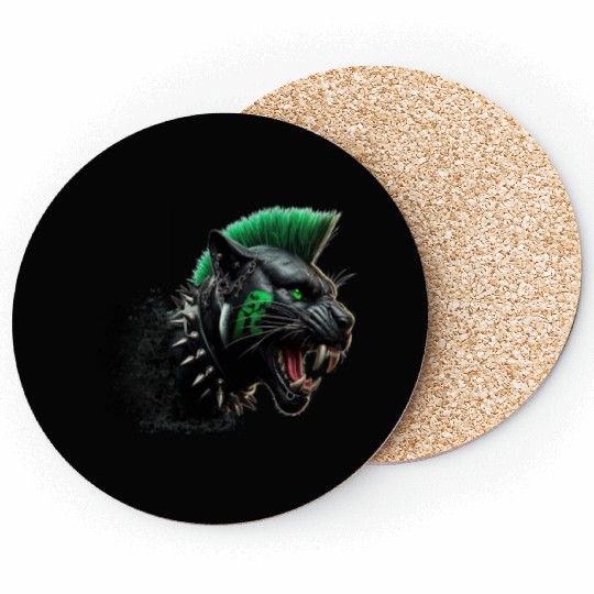 Panther Green Punk Coasters