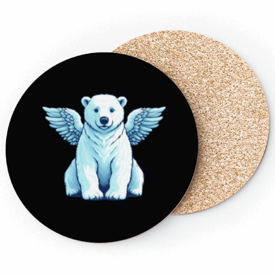 Bear Polar Bear Angel Wings Coasters