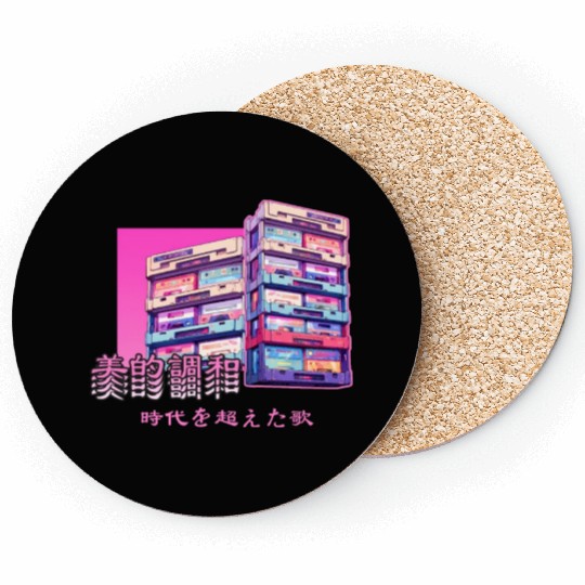 Retro Old Cassette Tapes Japanese Y2K Aesthetic Va Coasters
