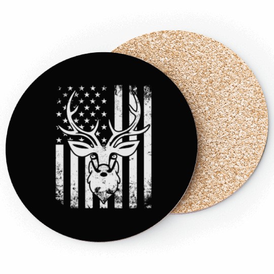 American Flag Deer Whisperer Coasters