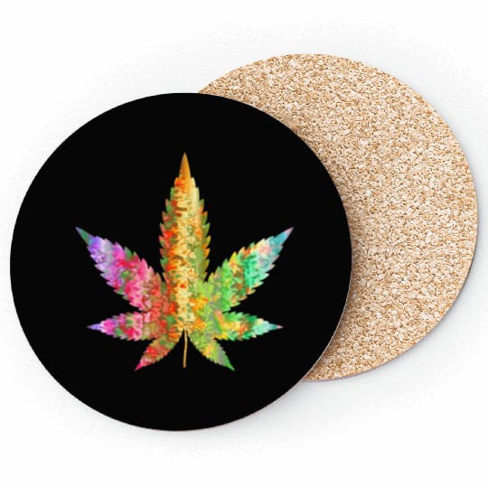 Psychedelic Weed Cannabis Plant Marijuana Leaf Coasters