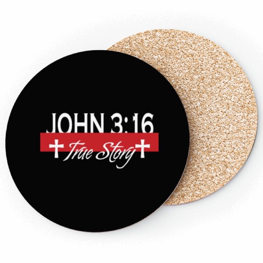 John 3:16 True Story Love Jesus Christian Coasters