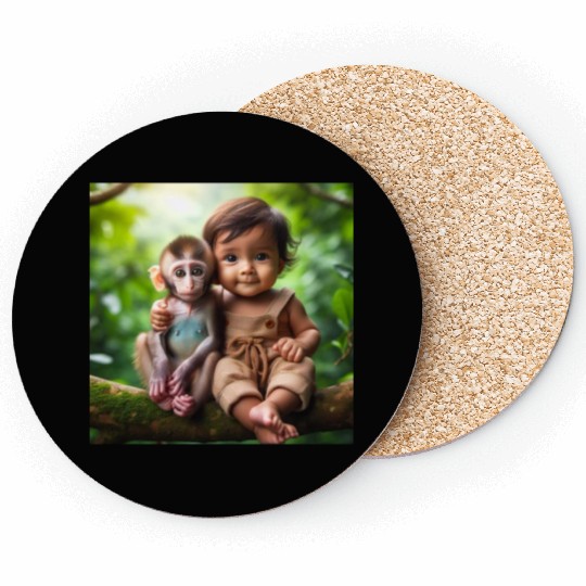 Monkey & Baby Boy. Coasters