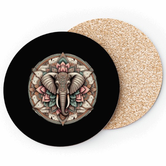 Eternal Serenity Majestic Elephant Mandala Coasters