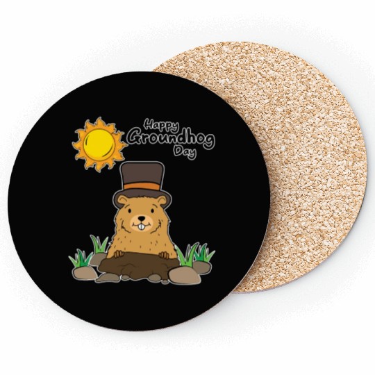 Happy Groundhog Day Animal Groundhog Spirit Rodent Coasters