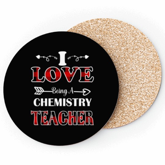 Chemistry Teacher valentines day red plaid28 Coasters