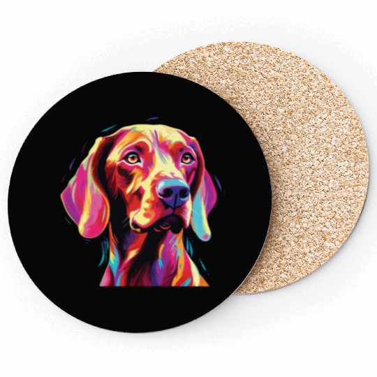 Watercolor Colorful Vizsla Coasters