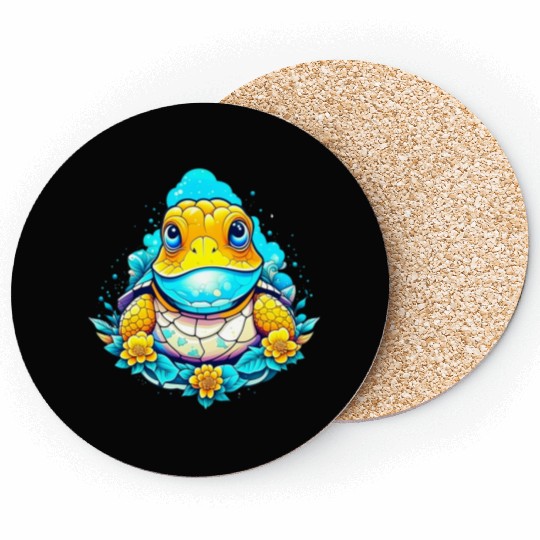 Lizard sitting on top of flowers Coasters