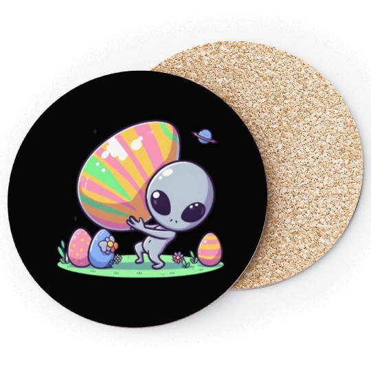 Alien with huge easter egg Coasters