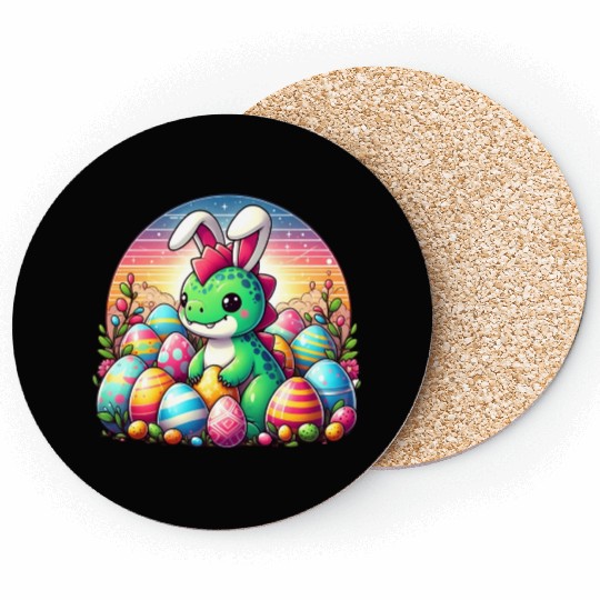 Dino bunny with easter eggs Coasters