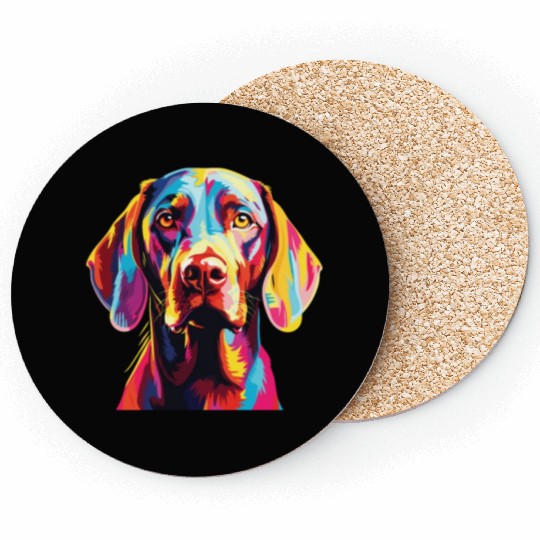 Watercolor Colorful Vizsla Coasters