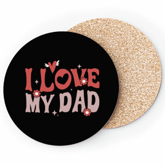 Retro Groovy Valentines Day I Love Dad Coasters