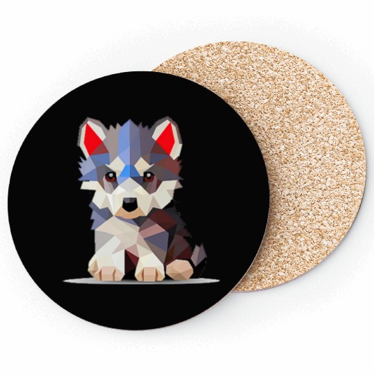 Geometric Wolf Cub Coasters